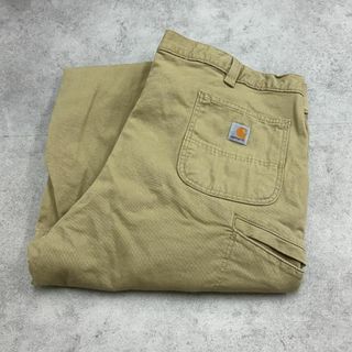 カーハート　ダックパンツ　ワークパンツ　裏起毛　極太　古着　ベージュ　W44(ワークパンツ/カーゴパンツ)