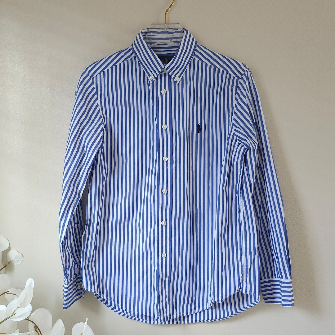 POLO RALPH LAUREN(ポロラルフローレン)のRALPH LAUREN ストライプシャツ ブルー Mサイズ 10ー12歳 レディースのトップス(シャツ/ブラウス(長袖/七分))の商品写真