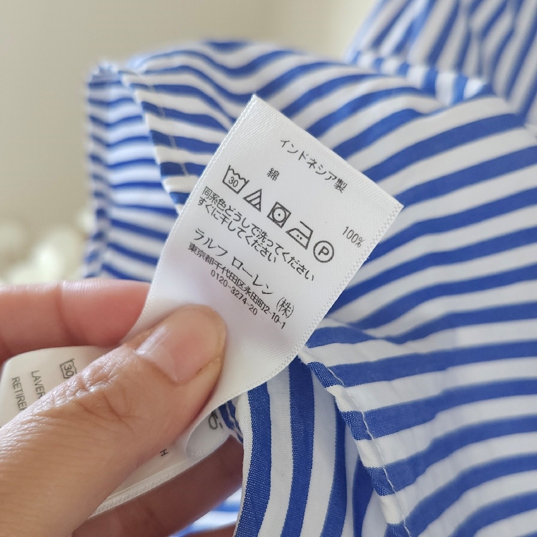 POLO RALPH LAUREN(ポロラルフローレン)のRALPH LAUREN ストライプシャツ ブルー Mサイズ 10ー12歳 レディースのトップス(シャツ/ブラウス(長袖/七分))の商品写真