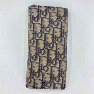 クリスチャンディオール(Christian Dior)の【中古】Christian Dior ジャガード バーティカルウォレット 10･BO･1210 ブラウン ネイビー クリスチャンディオール[10][240010483594](財布)