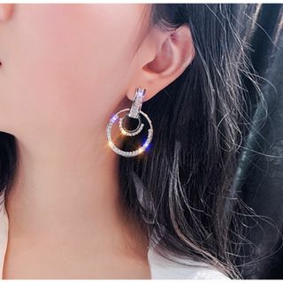 2重でキラキラゆれる★ラインストーン ダイヤモンド★ピアス 両耳 シルバー