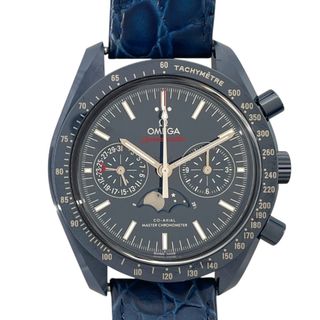 オメガ(OMEGA)の　オメガ OMEGA スピードマスター ムーンウォッチ ブルーサイド オブザムーン 304.93.44.52.03.001 ブルー セラミック×革ベルト（社外） 自動巻き メンズ 腕時計(その他)