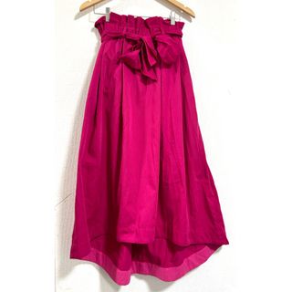 LIPSET リボン付きフレアスカート 38/M ピンク(ひざ丈スカート)