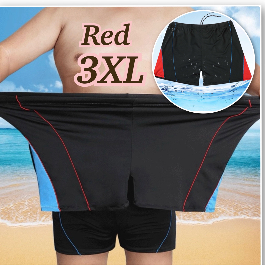 【3XL】レッド　水着　海水パンツ　ハーフパンツ　水陸両用　大きいサイズ　ジム① メンズの水着/浴衣(水着)の商品写真