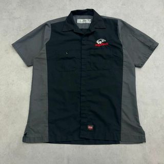レッドキャップ(RED KAP)の半袖ワークシャツ　バイカラー　企業　レッドキャップ　古着　グレー　ブラック　M(Tシャツ/カットソー(半袖/袖なし))