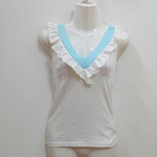 新品タグ付き！ローティクルー フリル＆リボンカットソー ノースリーブカットソー(カットソー(半袖/袖なし))