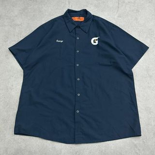 レッドキャップ(RED KAP)の半袖ワークシャツ　レッドキャップ　George　ジョージ　古着　ネイビー　XL(Tシャツ/カットソー(半袖/袖なし))