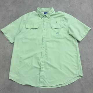 ヴィンテージ(VINTAGE)のGuy Harvey　フィッシングシャツ　トップス　半袖　古着　黄緑色　XL(Tシャツ/カットソー(半袖/袖なし))