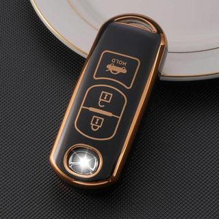 マツダ スマートキーケース TPU キーカバー 黒3 CX-5/3 デミオ(車内アクセサリ)