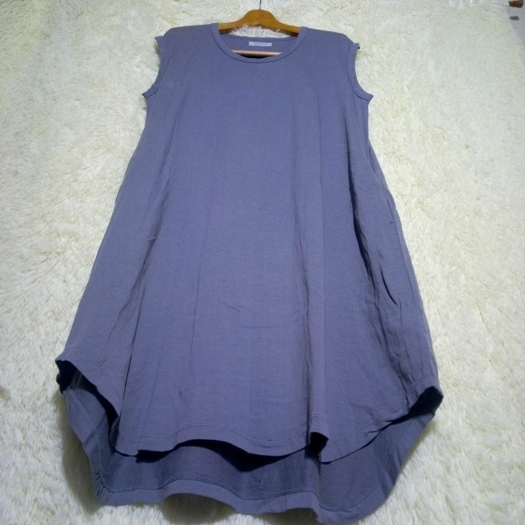 ORDINARY FITS(オーディナリーフィッツ)のオーディナリーフィッツ【0】ノースリーブ ロングカットソーワンピース 綿 グレー レディースのワンピース(ロングワンピース/マキシワンピース)の商品写真