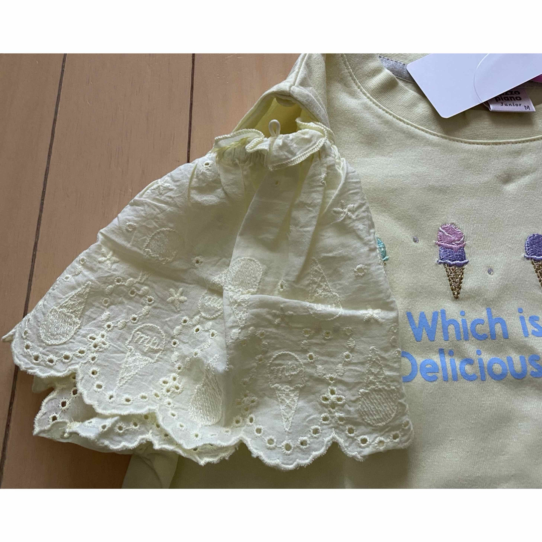 mezzo piano junior(メゾピアノジュニア)のメゾピアノジュニア レース肩開き半袖Tシャツ サイズM キッズ/ベビー/マタニティのキッズ服女の子用(90cm~)(Tシャツ/カットソー)の商品写真