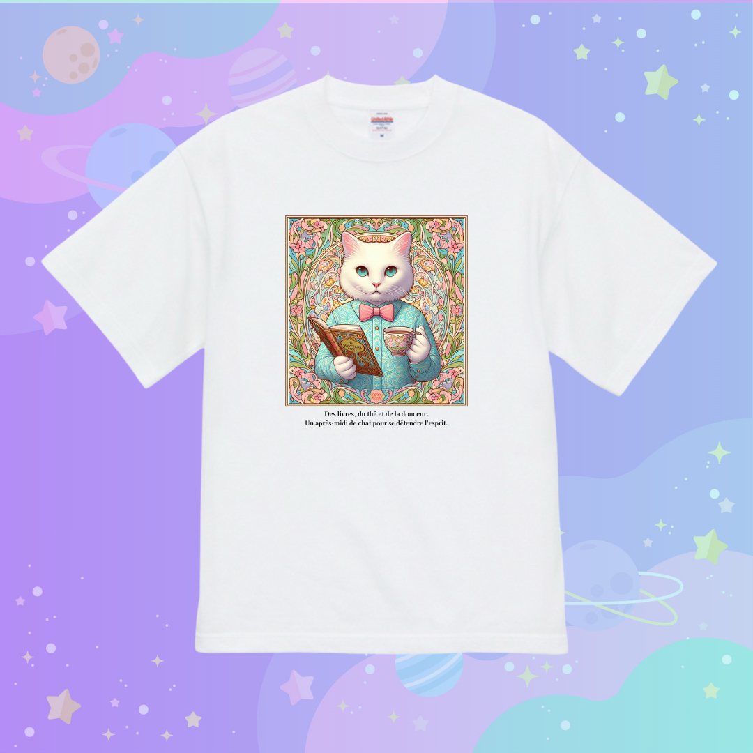 オープンエンド ヘヴィーウェイト Tシャツ 猫 おしゃれ かわいい　半袖Tシャツ メンズのトップス(Tシャツ/カットソー(半袖/袖なし))の商品写真