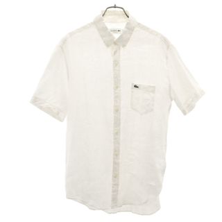 ラコステ(LACOSTE)の古着 LACOSTE ラコステ リネン 半袖 レギュラーフィット ボタンダウンシャツ 40 ホワイト メンズ(シャツ)