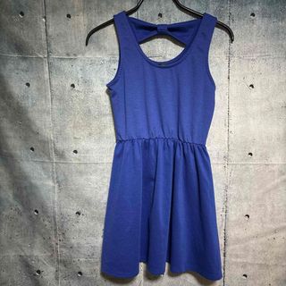シマムラ(しまむら)のバックリボン タンクワンピ 青 ブルー ミニワンピ(ミニワンピース)