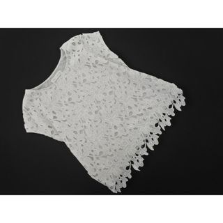 VIS ビス 切替 レース フレンチスリーブ カットソー sizeF/白ｘグレー ■◆ レディース
