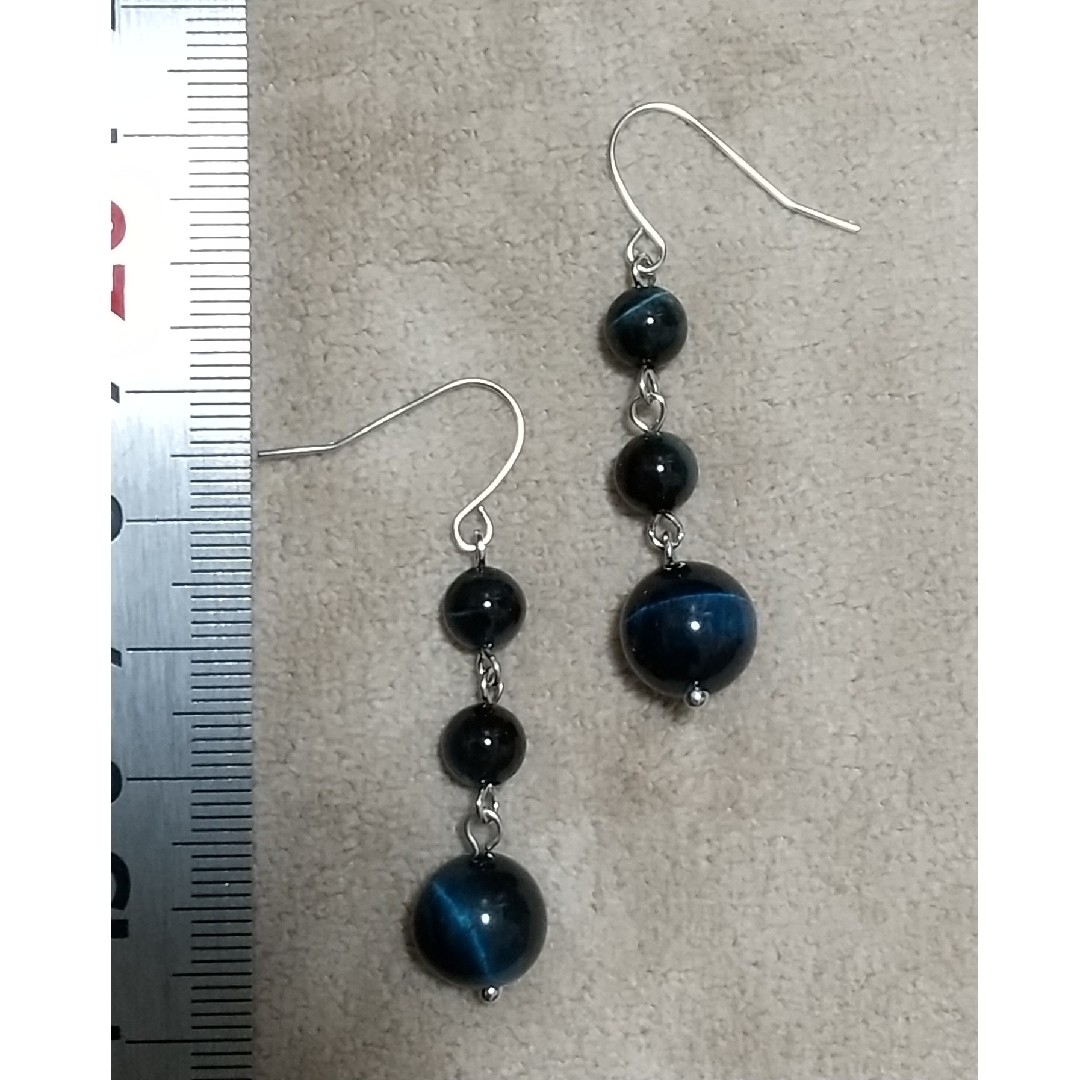 ♥️天然石ピアス♥️No.83★500円★ダークブルータイガーアイ ハンドメイドのアクセサリー(ピアス)の商品写真
