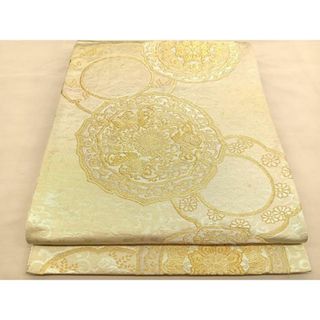 平和屋着物◎六通柄袋帯　花鳥絵皿文　金銀糸　正絹　逸品　BAAU1373hv(帯)