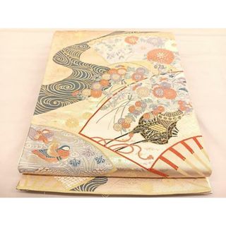 平和屋着物◎六通柄袋帯　唐織　舞扇鴛鴦文　九百錦　金糸　正絹　逸品　BAAU1374hv