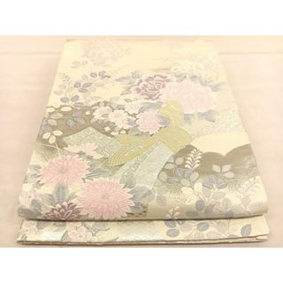 平和屋着物◎六通柄袋帯　唐織　束ね熨斗花文　プラチナ箔二重織　正絹　逸品　BAAU1265hv(帯)