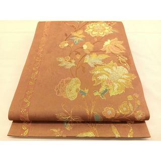 平和屋着物◎まいづる謹製　六通柄袋帯　唐織　献上唐花文　金糸　引箔　正絹　逸品　BAAT5367hv(帯)