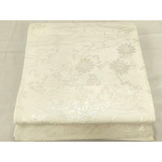 平和屋着物＊夏物　六通柄袋帯　流水花文　銀糸　正絹　逸品　AAAX5995ma(帯)