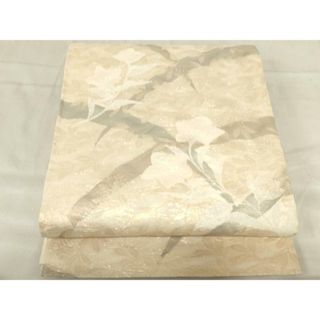 平和屋着物＊夏物　六通柄袋帯　草花文　金糸　正絹　逸品　AAAX6007ma(帯)