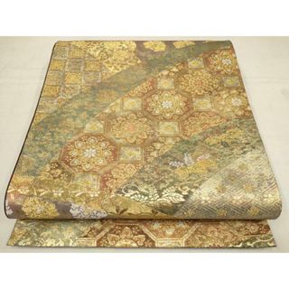 平和屋着物▼六通柄袋帯　吉祥花唐草文　金糸　正絹　逸品　AAAX4388wj(帯)