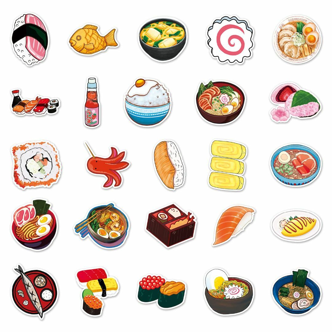 50枚 日本料理ステッカーセット 日本料理防水シール ステッカーパック 日本料理 その他のその他(その他)の商品写真
