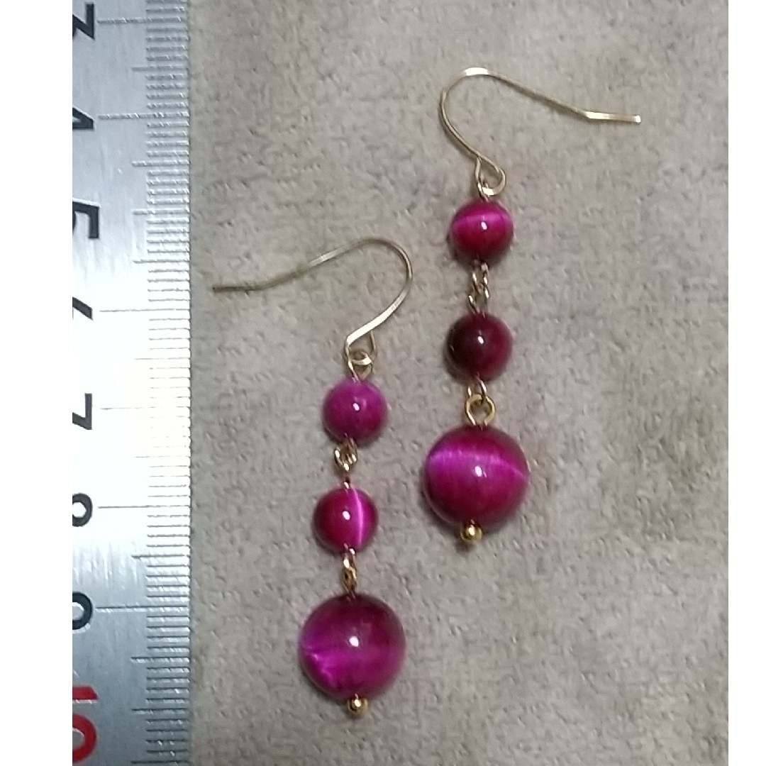 ♥️天然石ピアス♥️No.102★500円★ピンクタイガーアイ ハンドメイドのアクセサリー(ピアス)の商品写真