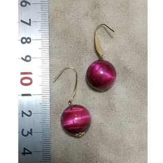 ♥️天然石ピアス♥️No.108★700円★ピンクタイガーアイ 16mm