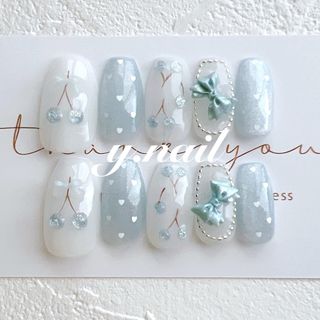 ネイルチップ　さくらんぼ(つけ爪/ネイルチップ)