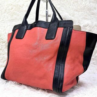 クロエ(Chloe)の【本革✨】クロエ アリソン トートバック ロゴ型押し オレンジ バイカラー(トートバッグ)