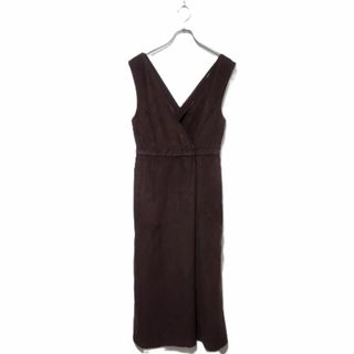 アーバンリサーチロッソ(URBAN RESEARCH ROSSO)のアーバンリサーチロッソ ノースリーブワンピース ブラウン Vネック M(ロングワンピース/マキシワンピース)