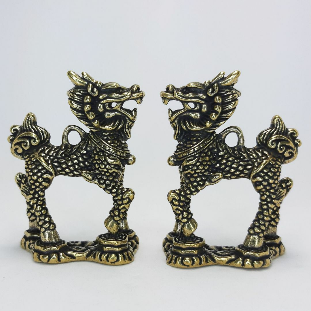 麒麟　対②　置物　2体セット エンタメ/ホビーの美術品/アンティーク(金属工芸)の商品写真