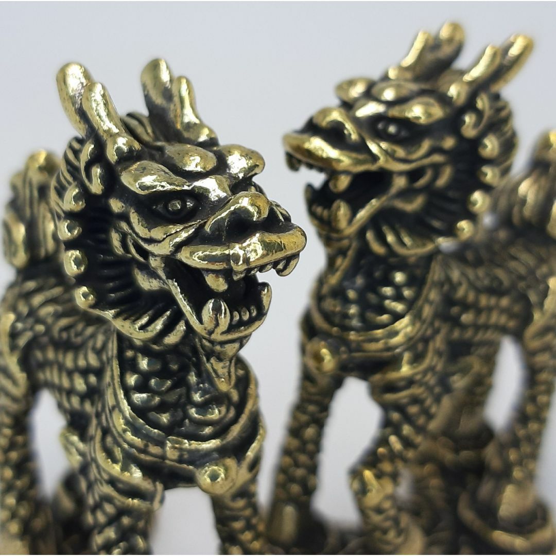 麒麟　対②　置物　2体セット エンタメ/ホビーの美術品/アンティーク(金属工芸)の商品写真