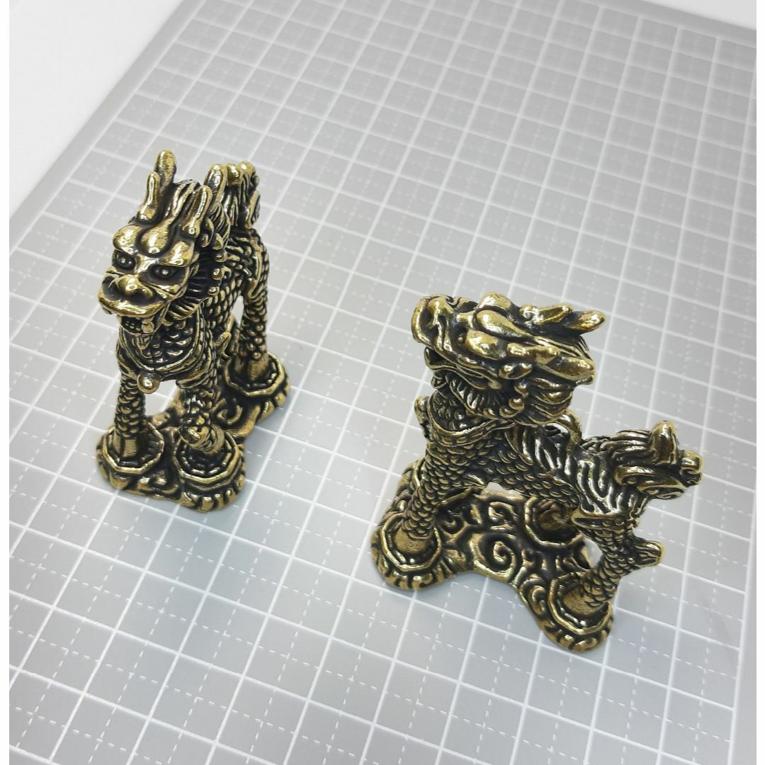 麒麟　対②　置物　2体セット エンタメ/ホビーの美術品/アンティーク(金属工芸)の商品写真