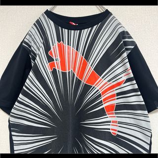 プーマ(PUMA)のPUMA プーマ Tシャツ 半袖 ブラック でかロゴ 集中線 ブラック XO(Tシャツ/カットソー(半袖/袖なし))