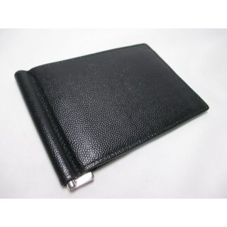 サンローラン(SAINT LAURENT)の美品 サンローラン 二つ折りマネークリップ 札入れ マネークリップ 黒 革 中古(マネークリップ)