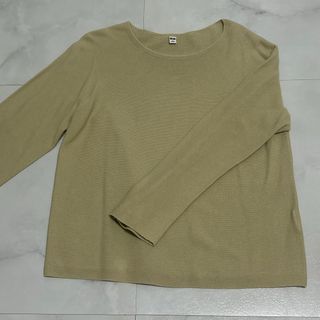ユニクロ(UNIQLO)の【新品未使用】UNIQLO 3DコットンクルーネックセーターベージュM ユニクロ(ニット/セーター)