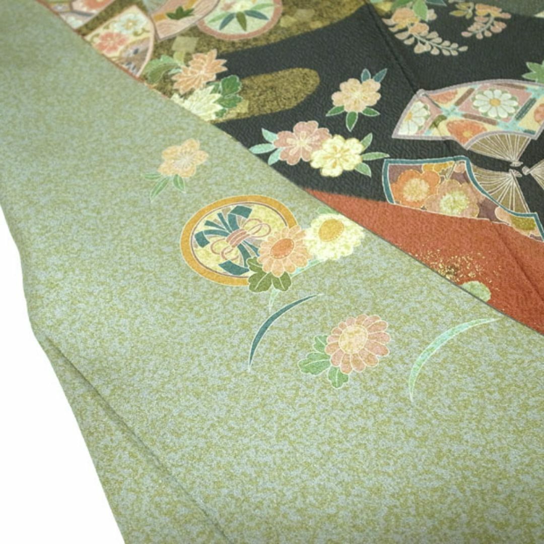 訪問着 袷 十日町友禅 あらい義風 手染め 裄68.5 ＴＬ 中古 sn1482