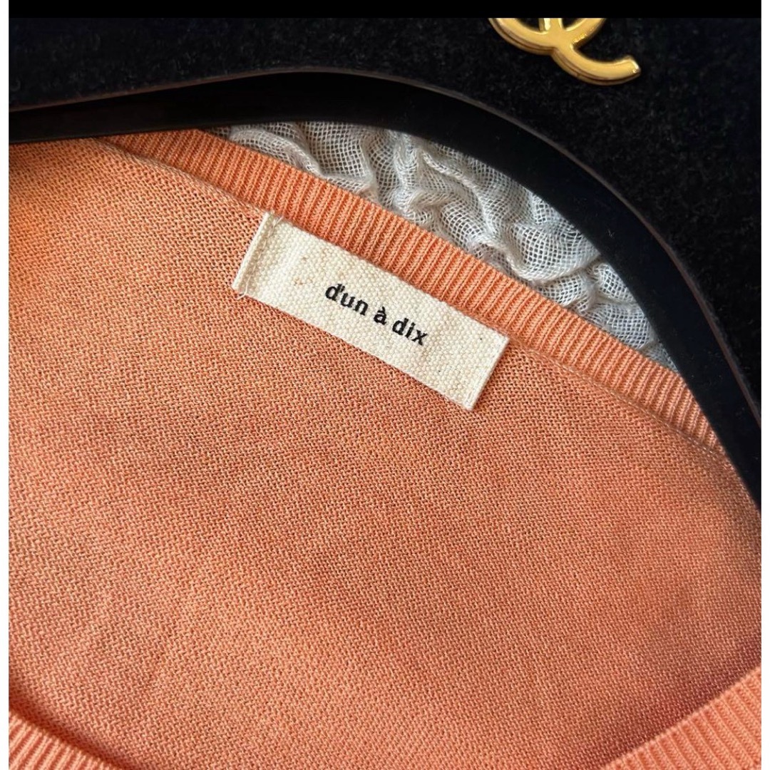 d'un a' dix(アナディス)の【アナディス】ペールオレンジ半袖サマーニットトップスカットソー38 レディースのトップス(カットソー(半袖/袖なし))の商品写真