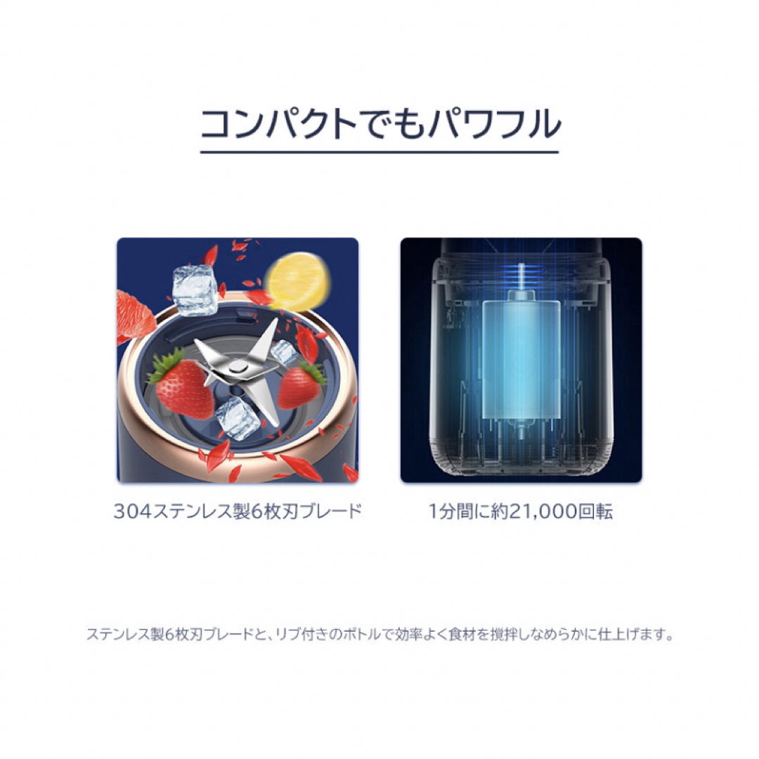 ミキサー ジューサー 1台多役 丸洗い可 携帯ジューサー 洗いやすい USB充電 スマホ/家電/カメラの調理家電(ジューサー/ミキサー)の商品写真