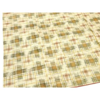 平和屋着物■上質な紬　格子　正絹　逸品　未使用　DAAU1722xg(着物)