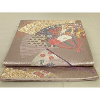 平和屋着物◎六通柄袋帯　唐織　扇面花文　金銀糸　正絹　逸品　AAAX7260ou(帯)