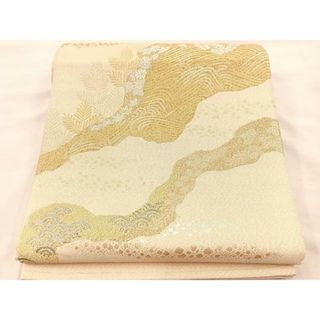 平和屋着物◎太鼓柄袋帯　流水花文　金銀糸　正絹　逸品　未使用　BAAU0536mz