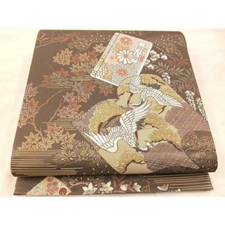 平和屋着物◎六通柄袋帯　唐織　花鳥和本散　金糸　正絹　逸品　未使用　BAAU0547mz(帯)