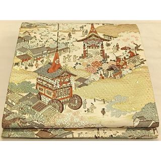 平和屋着物◎六通柄袋帯　唐織　祇園会図　金糸　正絹　逸品　CAAV1719qv(帯)