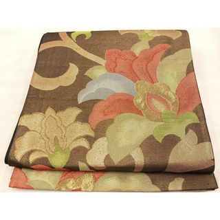 平和屋着物◎六通柄袋帯　草花文　金糸　正絹　逸品　BAAU0504mz(帯)