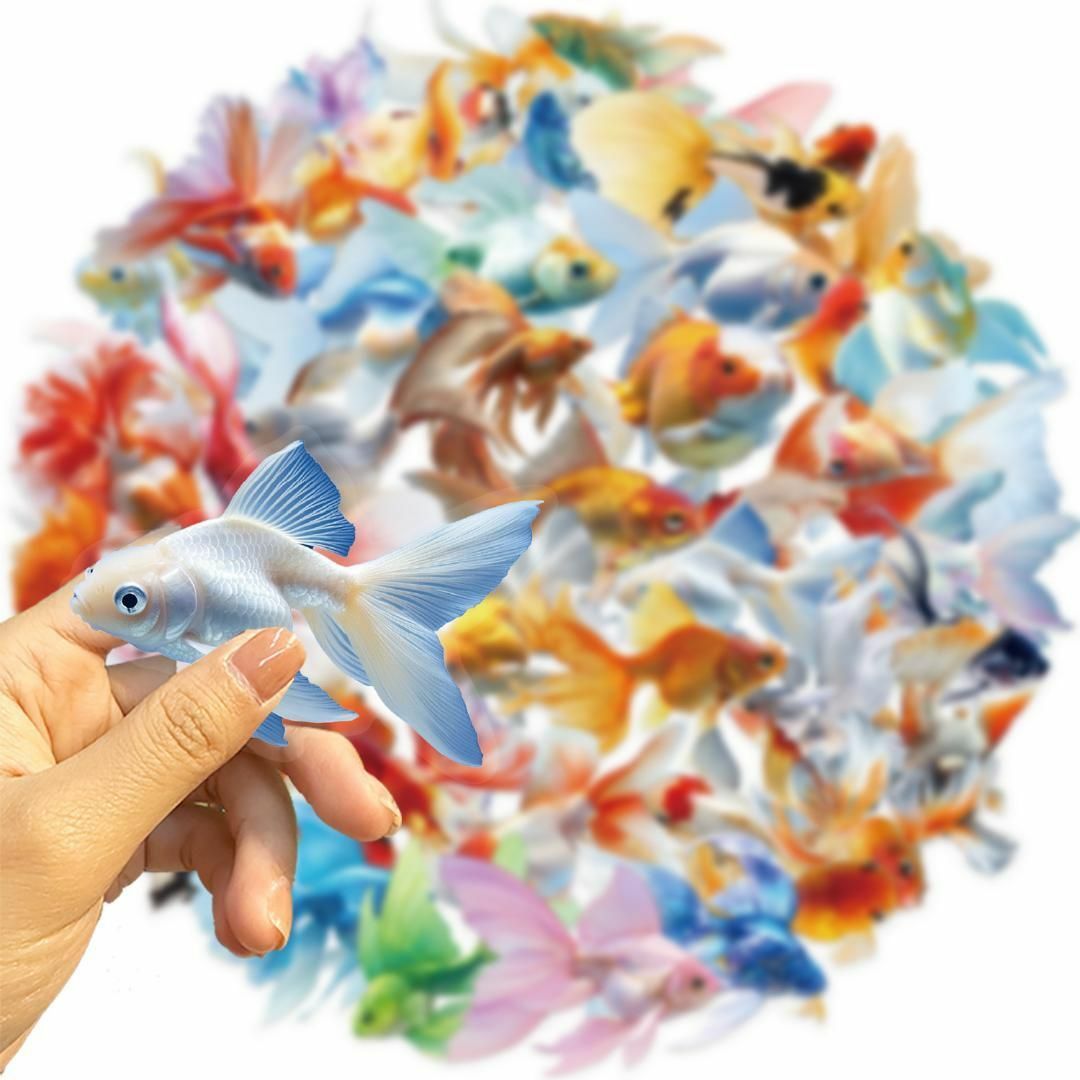 【207】コラージュ素材 シール ステッカー 金魚 夏 装飾 PET 50枚 インテリア/住まい/日用品の文房具(シール)の商品写真