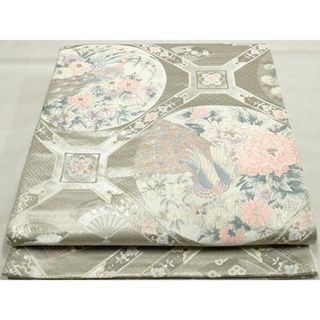 平和屋着物◎六通柄袋帯　唐織　蜀江花鳥文　銀糸　正絹　逸品　DAAU1475qa